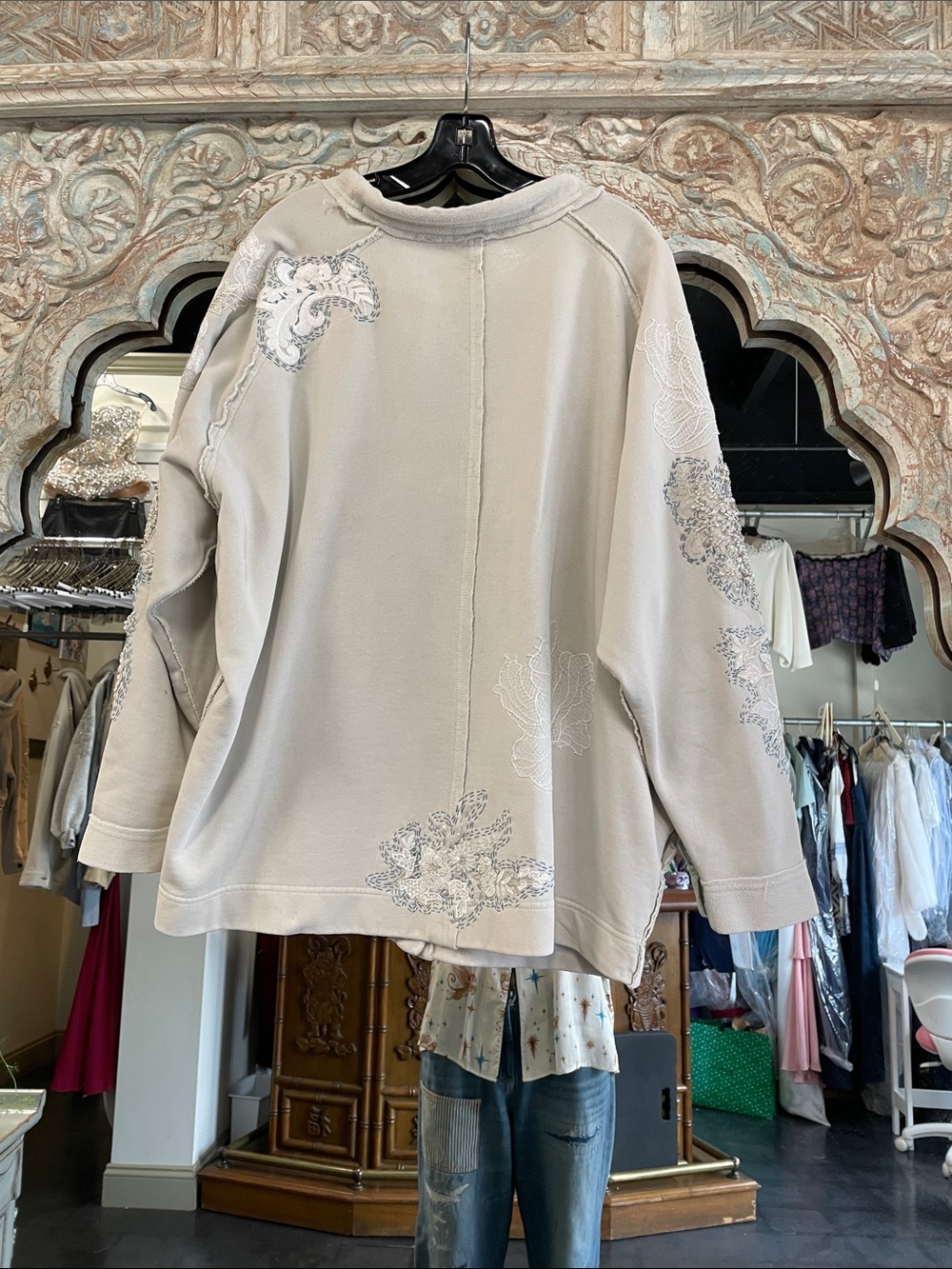 Free People Embroidered Cream Cardigan sweatshirt - Picture 7 of 17